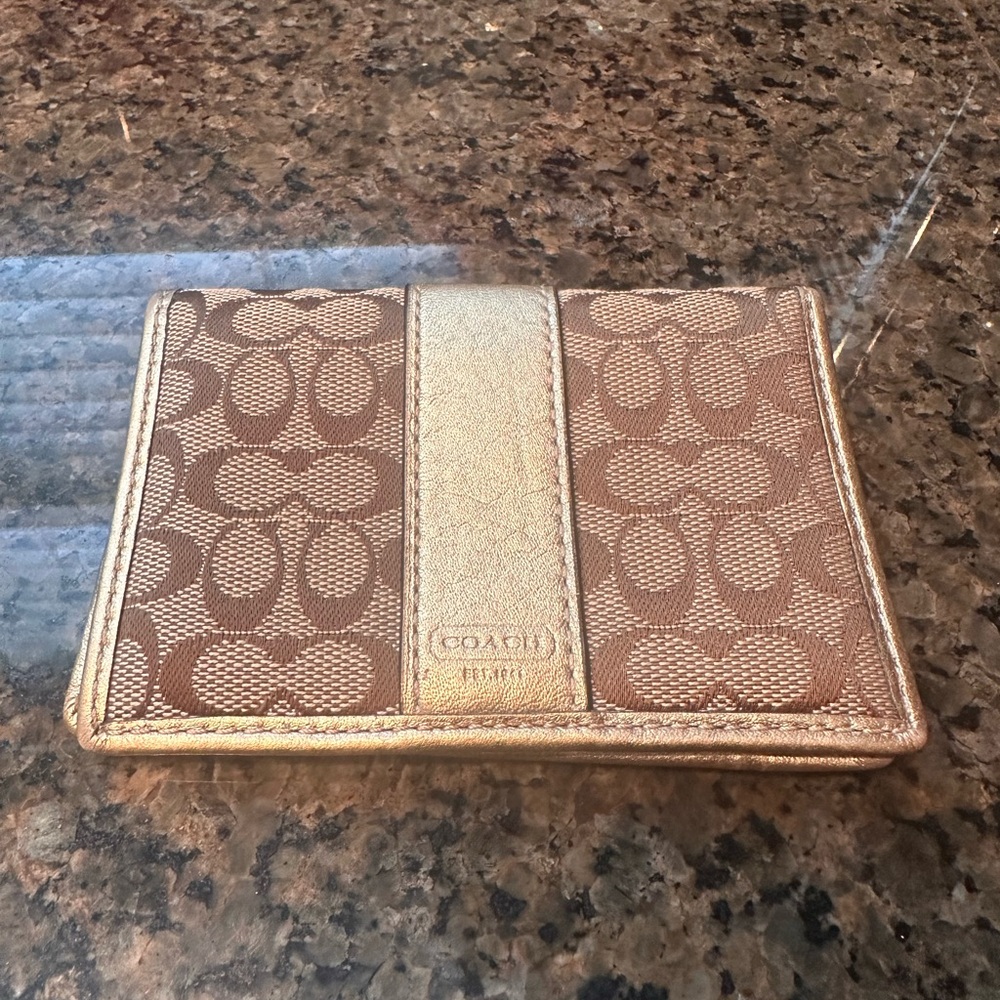 Coach Metallic Gold and Tan Wallet